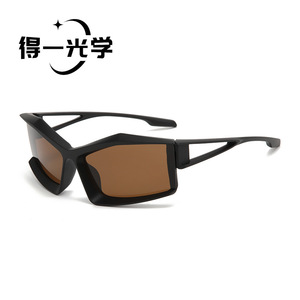 Futuristic Cycling Sunglasses Black PC Frame Polarized UV400 Type 3 For Men Sports <b>Eyewear</b> - Product Image 2