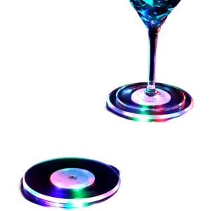Tappetino per sottobicchiere luminoso in cristallo acrilico ultrasottile con luce a Led per Cocktail Flash Bar lampada di Base per illuminazione