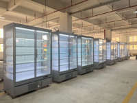 Réfrigérateur commercial extérieur à LED avec dégivrage automatique, double porte, vitrine réfrigérée pour boissons, légumes et fruits, refroidissement par ventilateur