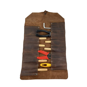 Riveted Crazy Horse Leather <b>Tool</b> <b>Bag</b>, Electrician Wrench <b>Tool</b> <b>Bag</b>, Folding <b>Roll</b> Hardware <b>Bag</b> Storage <b>Bag</b> - Product Image 4
