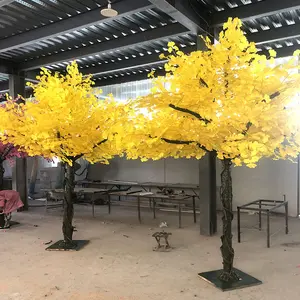 Árvores de fibra de vidro artificial grande ginkgo, árvore de ginkgo artificial para decoração interna do casamento