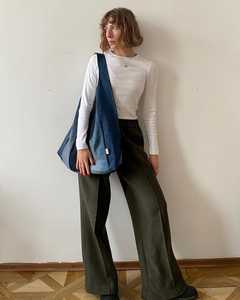 Custom Denim Fabric <strong>Patchwork</strong> Hobo Jeans Shoulder <strong>Bag</strong> Denim Shopping <strong>Bag</strong> Large Capacity Lightweight Denim Tote <strong>Bag</strong> - Product Image 4