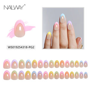 <span class=keywords><strong>Faux</strong></span> <span class=keywords><strong>ongles</strong></span> réutilisables Nailway de haute qualité, design arc-en-ciel, courts, ovales, colorés, à coller. - Product Image 5