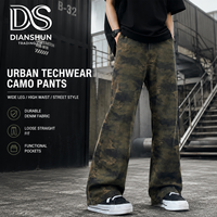 Jean en denim camouflage décontracté taille mi-haute coupe droite couleur claire style urbain tendance lavable pour l'automne, le printemps et l'été