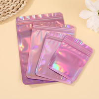 Sac à fermeture éclair laser anti-oxydation, sac à fermeture éclair laser holographique, pochette scintillante arc-en-ciel pour l'emballage des boucles d'oreilles