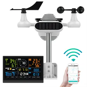 Di alta qualità ad energia solare 7-In-1 sensore meteo senza fili stazione meteo con orologio barometro stazione meteo In senso pioggia Wifi