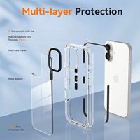Coque de téléphone portable transparente antichoc personnalisée de haute qualité avec cadre d'objectif métallique anti-rayures pour iPhone 17 – Vente en gros