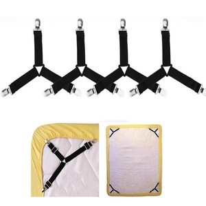 4 piezas/lote de sujetadores de sábanas, organizadores de sábanas, clips para fundas de colchón, correas elásticas ajustables para el hogar. - Product Image 1