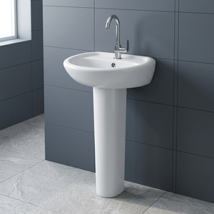 Modern Round Ceramic Wash Basin with Pedestal Drainer Single Hole Porcelain Bathroom Sink Sanitary ware Products - Product Image 3