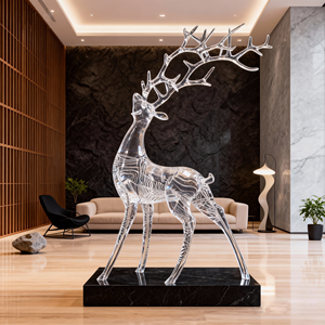 JingYue Custom Transparent Resin Deer Sculpture Hand-painted Art Collectible Modern Home & Office Interior Decoration