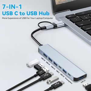 Syong <span class=keywords><strong>7</strong></span> trong 1 <span class=keywords><strong>USB</strong></span> C HUB 3.0 <span class=keywords><strong>USB</strong></span> 2.0 Type-C adapter dữ liệu PD sạc cổng cho máy tính xách tay Máy tính để bàn khác C thiết bị âm thanh video phụ kiện - Product Image 2