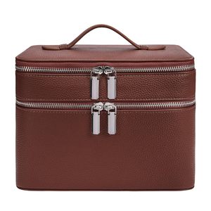 High Quality Soft Durable Waterproof Leather Eco-Friendly Large Cosmetic Case Custom Double Layer Travel <strong>Makeup</strong> Bag Beauty <strong>Box</strong> - Product Image 2