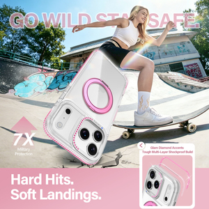 Funda Transparente con Diamantes para <span class=keywords><strong>iPhone</strong></span> 17 Pro Max, 17, 16, 15, 14, 13, 12, <span class=keywords><strong>11</strong></span>, Magnética con Soporte Giratorio de 360°, <span class=keywords><strong>Nuevo</strong></span> Diseño - Product Image 3