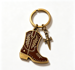 <b>Custom</b> Logo Metal Enamel Cowboy Boot <b>Keychain</b> Vintage Alloy Keyring Souvenir Pendant for Gift and Promotion - Product Image 4