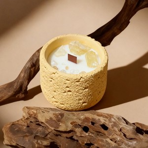 Maßgefertigte Vulkanstein-Zement-Duftkerze mit Natürlichen Kristallsteinen und Holzdocht Aromatherapie-Geschenkkerze - Product Image 5