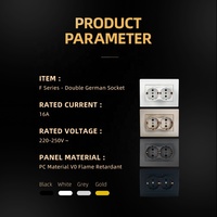 Prise murale électrique double Schuko de haute qualité de style allemand Panneau de prise coloré blanc noir or gris