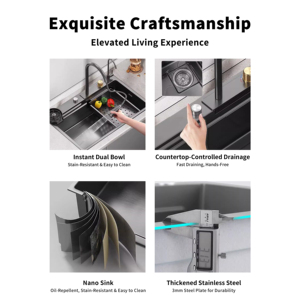 <span class=keywords><strong>Fregadero</strong></span> de Cocina Completo YITE Moderno <span class=keywords><strong>Cuadrado</strong></span> de Un Seno Estación de Trabajo SPA con Cascada Tipo Lluvia Voladora de Alta Presión y Superficie Nano - Product Image 3