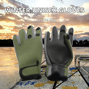 Gants de pêche unisexes en néoprène d'hiver avec fermeture auto-agrippante, coupe-vent et antidérapants pour la pêche en extérieur - Product Image 2