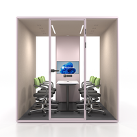 Cabine de travail insonorisée mobile pour intérieur, bureau, 4 places, pour réunions, travail, appels téléphoniques, étude, avec éclairage