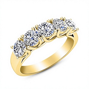 Bague de luxe pour femme avec 5 diamants de laboratoire ronds taille brillant de 1,50 carat, couleur D, bijou élégant pour fiançailles - Product Image 2