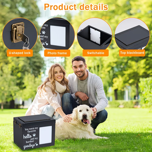 Urne funéraire personnalisée en bois pour animaux de compagnie avec cadre photo pour les cendres de chiens ou de chats, cercueil en bois pas cher - Product Image 3