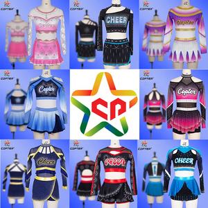EE. UU. Azul marino High School Rhinestones LOGO Cheerleading Uniforms Adulto <span class=keywords><strong>Invierno</strong></span> Cheerleader Costume - Product Image 6