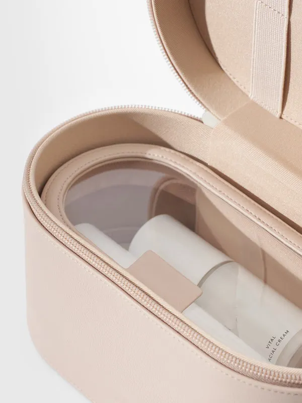 Profesyonel sert güzellik kozmetik çantası seti temizle pvc makyaj vegan deri kozmetik çantası fermuarlı