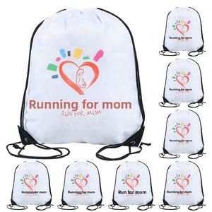 Ready-made Polyester <b>Drawstring</b> <b>Backpacks</b> with Printed Logo for Marathon Sports Promotional Use and Heat Transfer Printing - Product Image 5