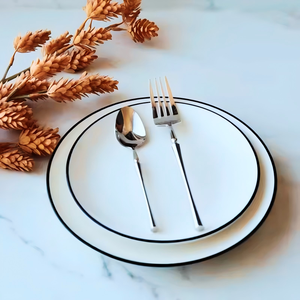 <span class=keywords><strong>Service</strong></span> <span class=keywords><strong>de</strong></span> <span class=keywords><strong>table</strong></span> en porcelaine blanche à bord doré <span class=keywords><strong>de</strong></span> luxe, assiettes <span class=keywords><strong>et</strong></span> bols en céramique avec logo personnalisé pour mariage, hôtel, restaurant - Product Image 5