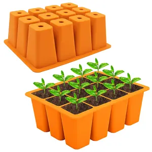 Bandejas de silicone para sementes de arroz e vegetais, bandejas para berçário de mudas de plantas com 12 células