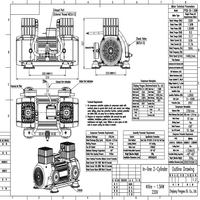 Compresseur d'air à piston sans huile 110V/220V/380V, silencieux, à deux cylindres, refroidi par air, stationnaire pour clinique dentaire