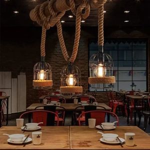 Landelijk Retro B&B Kunstwerk Henneptouw Vogelhuisje Multi-Head kroonluchter Industriële stijl Bar Receptie Restaurant Lampen - Product Image 3