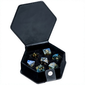 Ensemble de dés polyédriques en labradorite pour D&D, dés de jeu en pierre naturelle sculptée avec logo personnalisé - Product Image 2