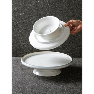 Assiette ronde à pied en mélamine Xiangyuanmei 76099-9, couleur unie, pour hôtel et restaurant, plat à platte froide - Product Image 3