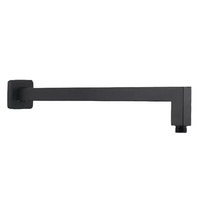 Bras de douche en L de 16 pouces en acier inoxydable 304, fixation murale dissimulée, chrome noir mat, écologique, pour salle de bain d'hôtel