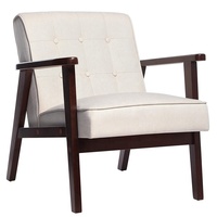 Chaise d'accent moderne et rembourrée, fauteuil confortable à boutons touffetés, en lin, canapé simple, fauteuil de salon