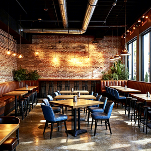 Conjunto de Muebles de Madera Modernos con Asiento de Cuero <span class=keywords><strong>para</strong></span> Bar, Cafetería, Restaurante, Banco, Mesa <span class=keywords><strong>y</strong></span> Silla - Product Image 4