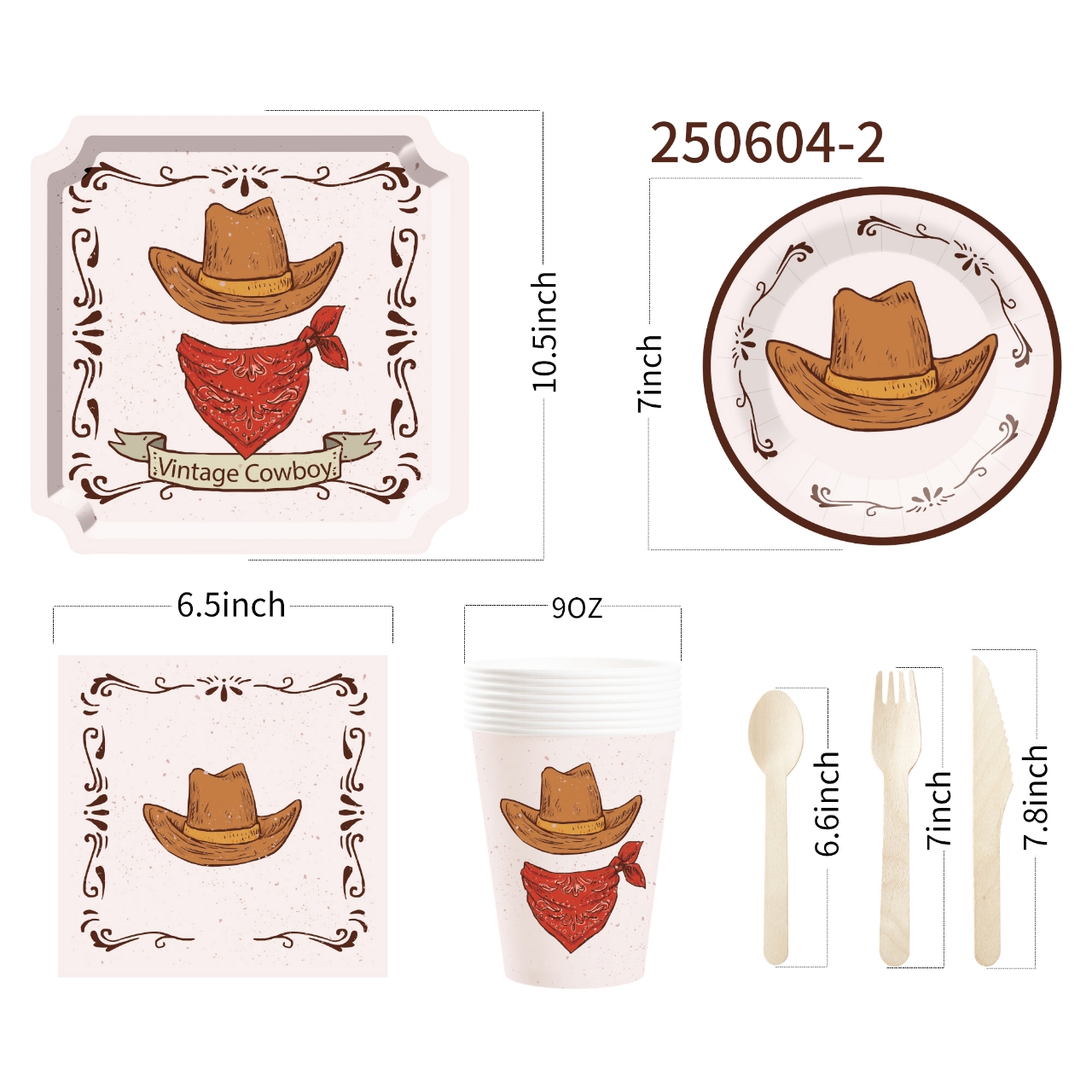 Plato de papel de 7 pulgadas * 8 piezas