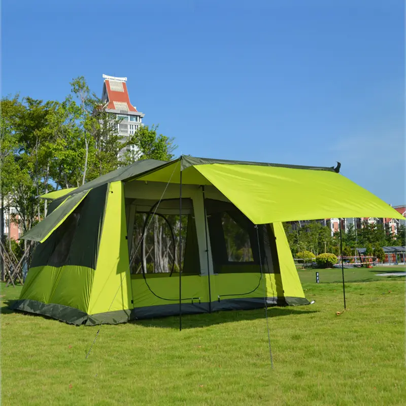 Venta caliente impermeable Extra grande Espacio 5 a 8 personas portátil amarillo familia tienda de campaña al aire libre