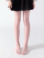 Collants de danse blancs hautement élastiques, respirants, en maille, vente en gros, collants transparents tricotés pour enfants, longueur intégrale, fins, motif cœur de dessin animé