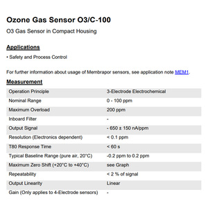 Sensor de Gas Ozono Membrapor O3/C-100, 0-100 ppm, Electroquímico, para Control de Seguridad y Procesos - Product Image 1