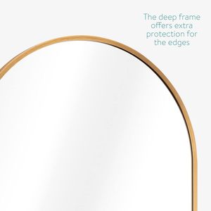 Gương treo tường-Gương có khung vòm vàng dài đầy đủ-Gương treo tường với khung hợp kim nhôm vàng-(110x50 cm) - Product Image 4