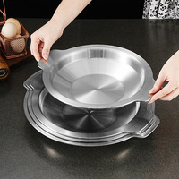 Plateau moderne en acier inoxydable binaural, écologique, durable, de qualité alimentaire, non toxique, pour fruits de mer, poisson épicé, écrevisses dorées, camping