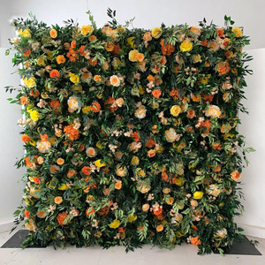 Panel de Pared de Flores Artificiales de Tela 3D 5D, Rollo de Flores de Seda Artificial en Blanco, Rosa, Morado y Verde - Product Image 1