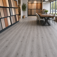 WYRAX Planche flottante SPC 4mm Chêne Gris Zone Café 1524x180mm Étanche pour Rénovation de Bureau Couche d'usure 0.3mm