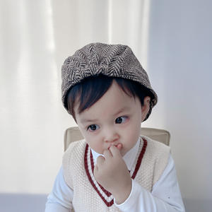 3-7세 아동용 플래드 베레모 레트로 뉴스보이 캡 빈티지 플랫 베레모 모자 - Product Image 2