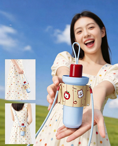 Sombrilla Compacta con Estampado <span class=keywords><strong>de</strong></span> Dibujos Animados para Mujer, Apertura y Cierre Manual, Revestimiento UV Negro, Armazón Resistente al Viento, 21 Pulgadas, Plegable en Tres Secciones - Product Image 2