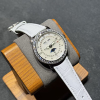 Montre-bracelet mécanique automatique pour femme, élégante et luxueuse, avec phases de lune, date et fonctions multiples, sertie de diamants