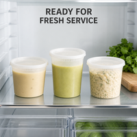 Offre Spéciale : Pots à portion emboîtables et résistants au congélateur avec couvercles pour sauces, trempettes et soupes à emporter