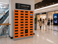 Bornes de Recharge pour Téléphones Portables avec Casiers de Paiement, Armoires de Rangement et Recharge de Téléphones
